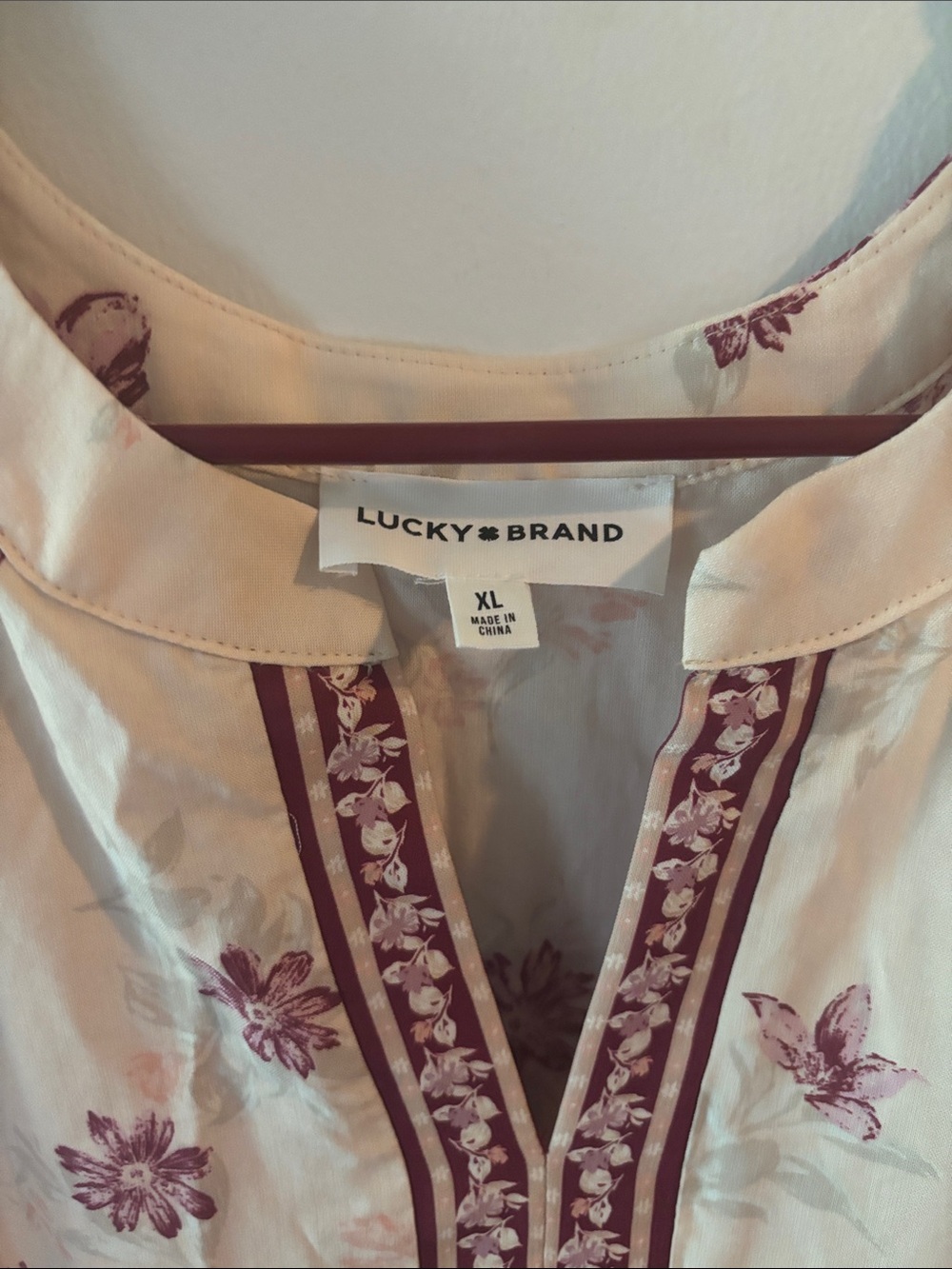 Lucky Brand Boho Floral Tiered Split Neck Midi Dress Size XL - Picture 3 of 11